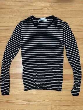 Zara Black and White Striped Long-Sleeve Shirt